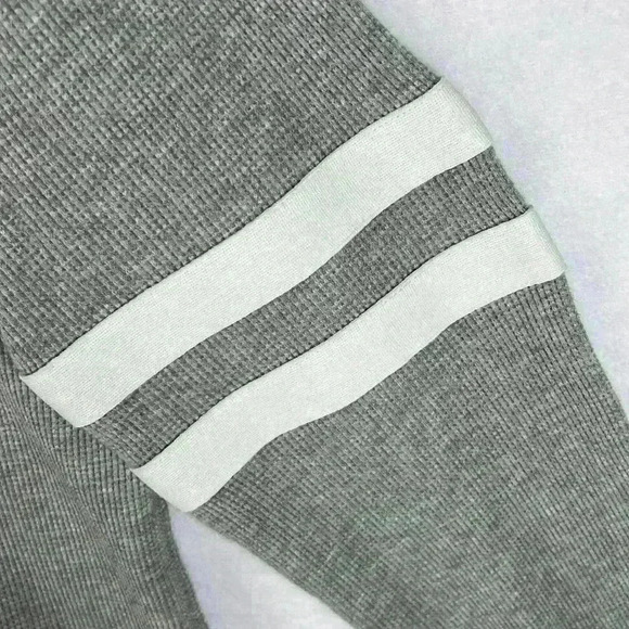 Express Sweater Gray Men’s Large 100% Cotton Waffle Knit Shawl Collar - Picture 3 of 8